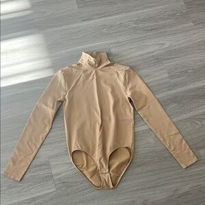 Women’s Beige Long Sleeve One Piece Bodysuit